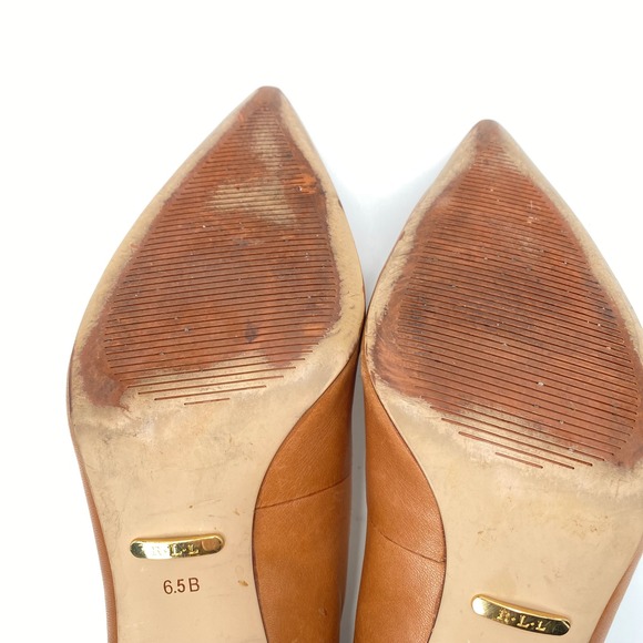 Lauren Ralph Lauren Women Tan Leather Pointed Toe Stiletto Heels Shoes Size 6.5B - Picture 11 of 13